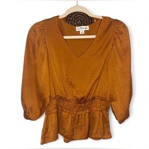 Burnt Orange Women's V-Neck Blouse size Small